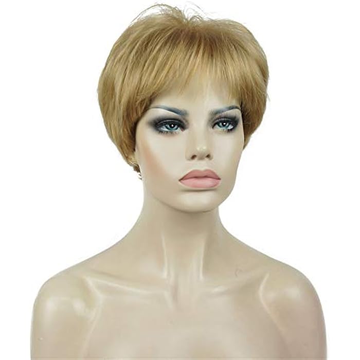 DILLARDS Lydell Wigs For Women Short Hair Straight Layered Synthetic Wig With Hair Bangs Light Butterscotch - Image 1